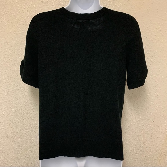 Banana Republic Black Knit Top Size M Short Sleeve Cotton Sweater Women’s - Picture 2 of 10